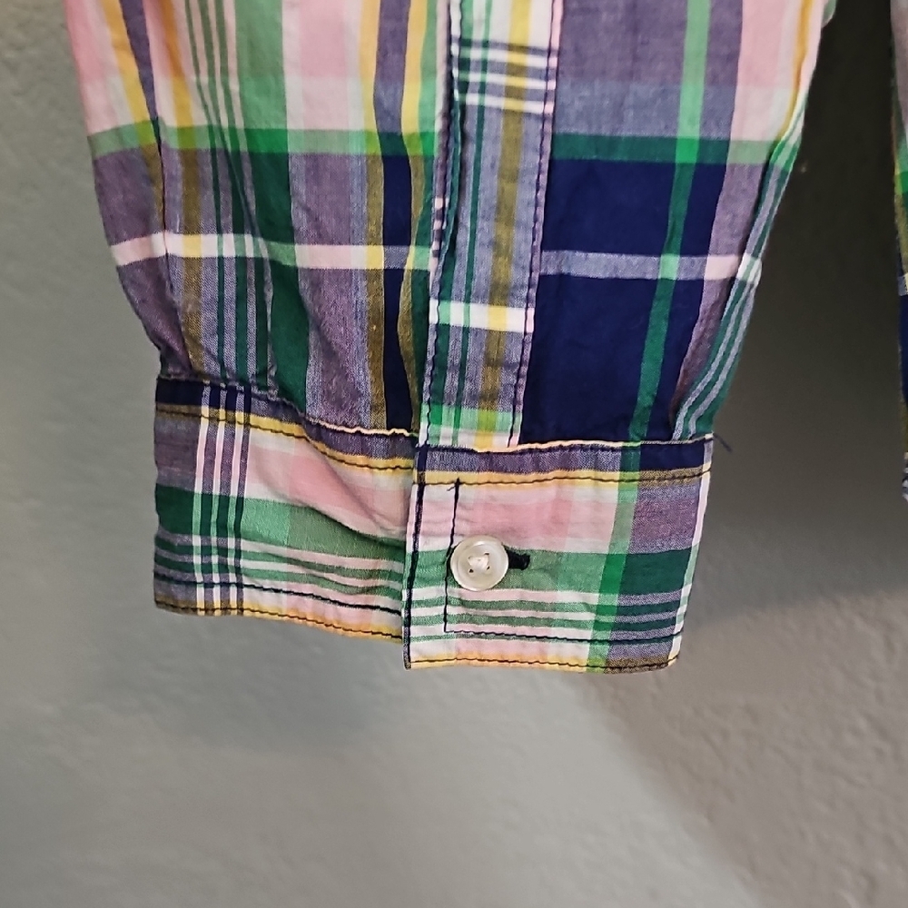 Old Navy Y2K Blue and Green Plaid Button Down Shirt Womens Large - Picture 5 of 6